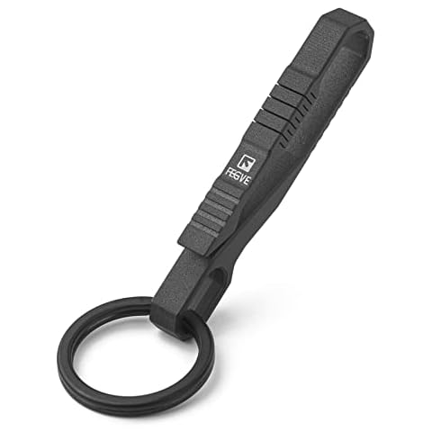 TISUR Keychain Pocket Clip, Quick and Easy Access to Keys, Titanium Key Holder with Detachable Keyring, Gifts for Men Women (25mm Black Ti Ring) Cover