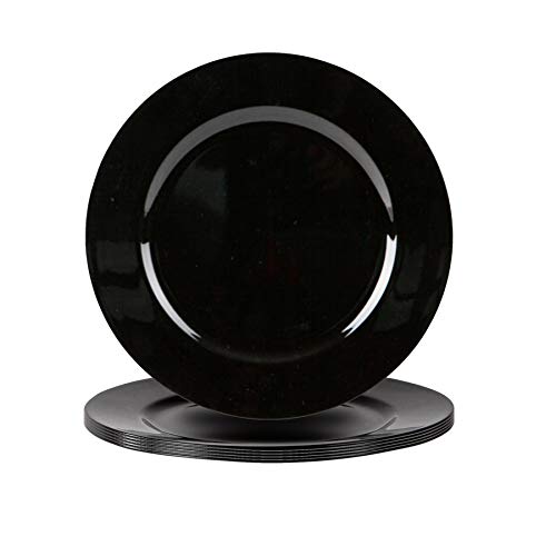 Argon Tableware 6 Stück Metallic Charger Plate Set - Metallic-Finish - 33cm - Schwarz Cover