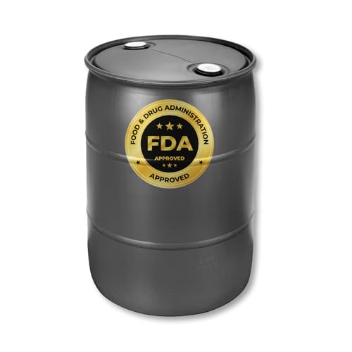 55 Gallon Water Storage Barrel BPA Free Emergency Water Supply - Eco Friendly - Made in USA (BLACK)