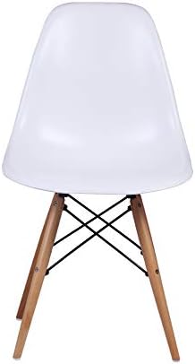 GIA Contemporary Armless Dining Chair, Qty of 1, White Seat with Wood Legs