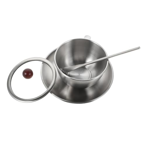 MAGICLULU Tasse à Café Espresso Acier Inoxydable avec Cuillère et Soucoupe Set pour Latte Cappuccino Thé et Cold Brew Facile à Nettoyer pour Moments Conviviaux