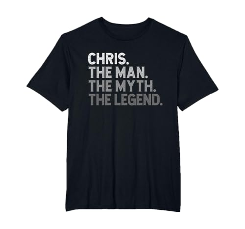 First Name Chris The Man Myth Legend Personalized Funny T-Shirt, Men's Big and Tall, Black, 5X Tall