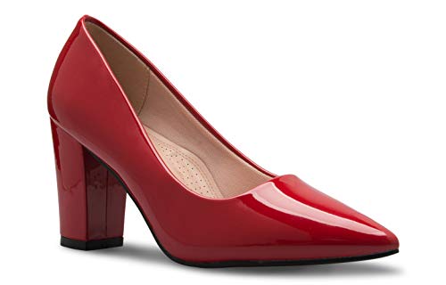 Olivia K Women's Classic Pointed-Toe Elegant Pumps Low Block Heel - Adorable, Comfortable
