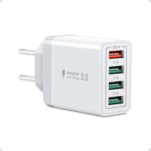 USB Ladegerät, Cshare 4-Ports 33W Ladestecker mit QC 3.0 Schnellladegerät Mehrfach, USB Stecker Netzteil für iPhone 15 14 13 12 11 Pro Max Plus, iPad, Samsung Galaxy S24 S23 Handy Mehrfachsteckdose. USB Ladegerät, Cshare 4-Ports 33W Ladestecker mit QC 3.0 Schnellladegerät Mehrfach, USB Stecker Netzteil für iPhone 15 14 13 12 11 Pro Max Plus, iPad, Samsung Galaxy S24 S23 Handy Mehrfachsteckdose.
