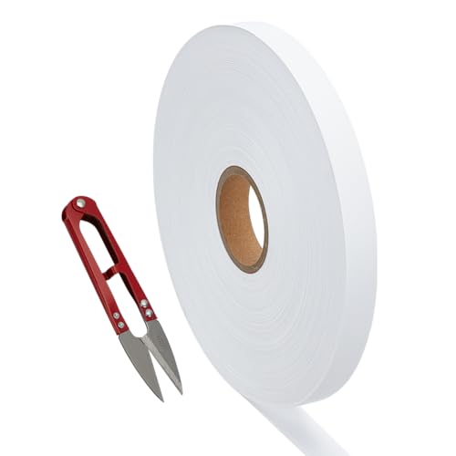 FINGERINSPIRE 200 m Etiquetas de nombre blancas para ropa Etiquetas de tela en blanco de 15 mm para coser con tijeras de acero inoxidable Etiquetas de ropa personalizadas de nylon lavables cintas de