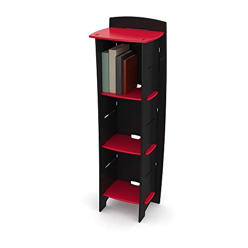 Legaré Furniture Children's Furniture 3-Tier Shelf Bookcase, Storage Organizer with Adjustable Shelves for Kids Bedroom, Red and Black