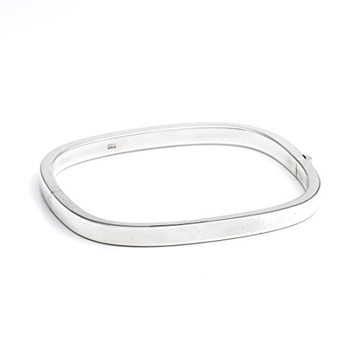 Silverly 5.2 Mm Square Hinged 925 Solid Silver Bangle - Elegant Square Tube Sterling Silver Bracelet - Mum Auntie Birthday Gifts - Classic Solid Silver Bracelets For Women #TOP12