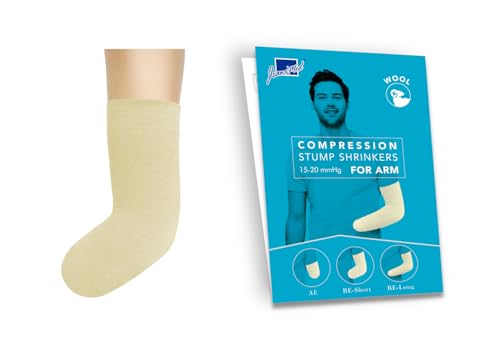JianiMed Wool Prosthetic Stump Shrinkers for Arm–Below Elbow -Short, Compression, Warmth, Amputee arm sleeve, 20-30, Taiwan Excellence S/M