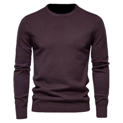 Men's Crew Sweater Long Sleeve Slim Fit Undershirts Lightweight Soft Casual Pullover Wool Blend Stretch Knit Tops