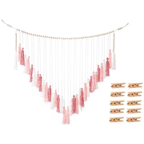 Nalfea Pink Macrame Wall Hanging - Blush Pink Wall Decor Boho Nursery Decor - Large Macrame Wall Hanging for Bedroom and Living Room (Blush Pink) Cover