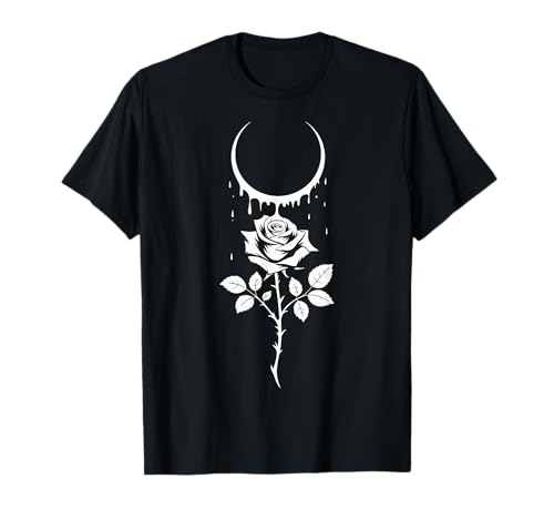 Vintage Occult Moon Rose Witchcraft Witch Gothic T-Shirt