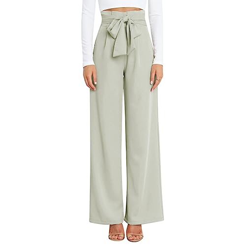 Odizli Paperbag Hosen Damen Elegant High Waist Culottes Palazzo Hosenrock Lang Weite Hose Sommer Business Festlich Stoffhose Marlenehose Anzughose Schlupfhose Freizeithose mit Gürtel Hellgrün L Odizli Paperbag Hosen Damen Elegant High Waist Culottes Palazzo Hosenrock Lang Weite Hose Sommer Business Festlich Stoffhose Marlenehose Anzughose Schlupfhose Freizeithose mit Gürtel Hellgrün L