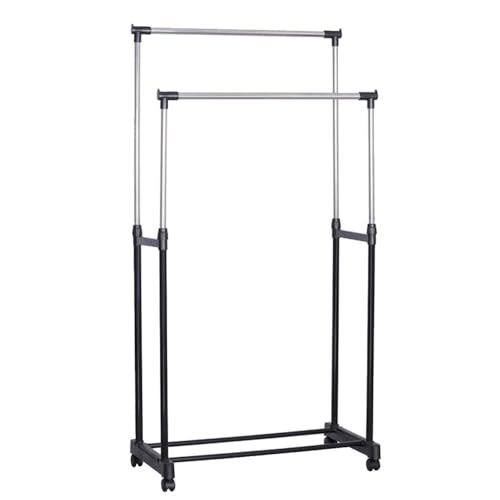 LSFYYDS Kleiderständer auf Rollen Garderobenständer Kleiderwagen Höhenverstellbar 138cm