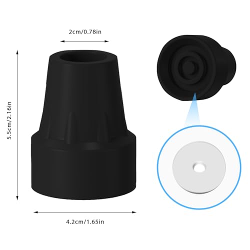 4 Stück Gummifuß für Krücken 19 mm Gehstock Gummipuffer Rutschfest Schutzkappen für Gehstock Krückenstopfen für Gehstock Krücken Klappstock (Schwarz)