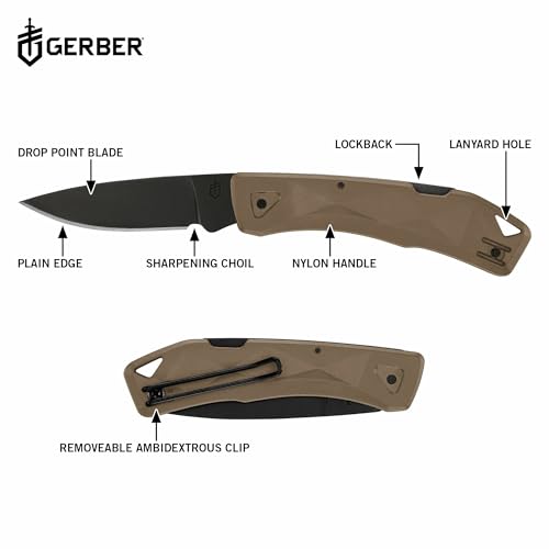 Gerber Gear LST Ultra - Lightweight EDC Knife - Survival Tactical Tool for Hiking, Camping & Outdoor - Compact Folding Pocket Knife - Stainless Steel Blade - Made in USA - Coyote Brown - Image 2