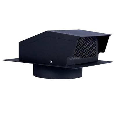 LTSEAME 8 inch Roof Vent Cap, Removable Roof Vent, Bathroom Exhaust Roof Vent for Dryer, Galvanized Steel with Damper for Ventilation System, Black