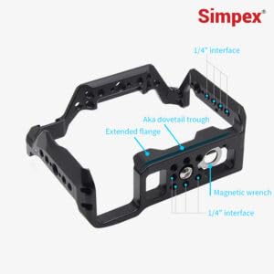 Image of Simpex A7R5 Metal cage Built-in Quick Release Plate for arca-Type, Filmmaking Video cage with Shoe Mount, 1 /4 inch & 3 /8 inch Threaded Holes