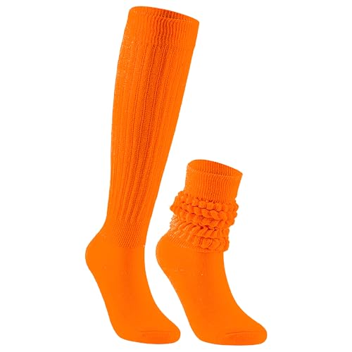 Image of Bestjybt 80s Slouch Socks for Women, Scrunch Knee High Boot Socks