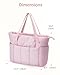 Narwey Puffer Travel Tote Bag for Women Work with Laptop Compartment, Lightweight Quilted Puffy Tote Bags with Luggage Sleeve for Carry on, College, Gym, Nurse (Pink, Small)