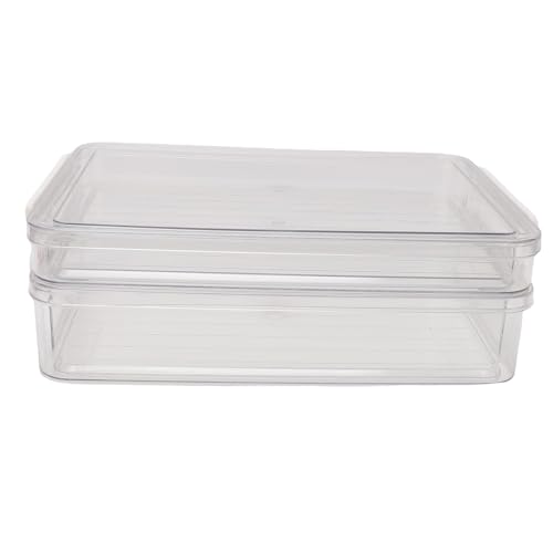 Aolidsive 2 Contenedores de Almacenamiento de Archivos de Plástico Plano con Tapas de Cierre Organizador de Documentos Apilable Transparente Caja de Proyecto Portátil para Papel Tamaño A4