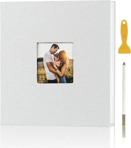 Image of Amazon Brand - Umi Self Adhesive Photo Album Scrapbook Album 20 Sheets /40 Double Sided Pages DIY Photo Album For Family Portraits Wedding Anniversary Birthday Memory Book (White)