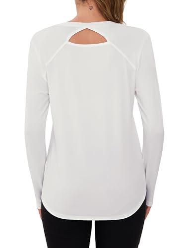 Wayleb Camiseta Mujer Deportiva de Manga Larga Cuello Redondo Secado Rápido y Elástica para Fitness Pilates Running y Actividades Diarias
