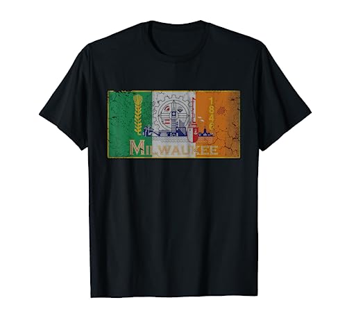 Milwaukee Wisconsin Flag Irish American St Patricks Day T-Shirt