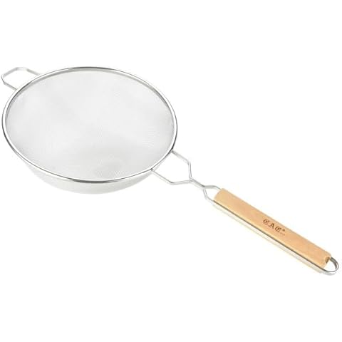 CAC China SSTR-10S Single Mesh Strainer with Wood Handle 10 1/4" Cover