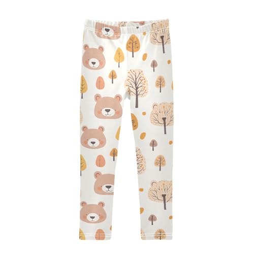 Bear and Tree Girls Leggings,Workout Leggings for Girls Toddler Athletic Legging Size for 3-10T