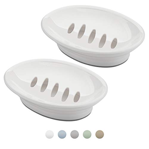 AmazerBath 2 Pack Plastic Soap Dish Bar Soap Holder Shower, Bathroom, Kitchen