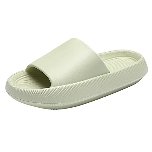 Sandalias de almohada para mujer, deslizadores de ducha, antideslizantes, suela gruesa, súper suave, de secado rápido, para el hogar, zapatos de baño junto a la piscina, color Verde, talla 39 EU