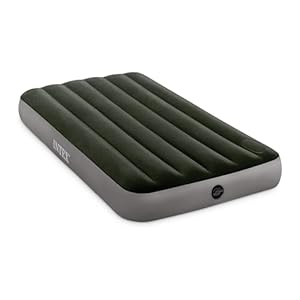 Intex 64762E Dura-Beam Standard Downy Air Mattress: Fiber-Tech – Full Size – Built-in Foot Pump – 10in Bed Height – 600lb Weight Capacity
