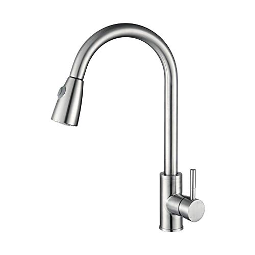 Grifos de cocina de acero inoxidable con pulverizador extraíble y rotación