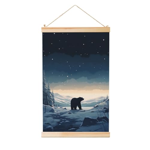 Poster ours polaire suspendu en bois : cadeau idéal pour amateurs de nature