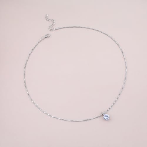 Boho Hochzeit Zierliche Kette Strass Minimalistische Halskett Funkelnde Kristall Solitär Silber Dünne Choker Runde Punkt Kleine Cz Anhänger Zirkonia Boxkette Schlicht Zart Niedliche Frauen Mädchen