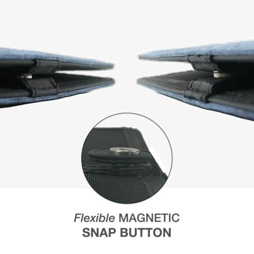 Caitlin Women RFID Blocking Long Bifold Executive Wallet with 12 Slots, 2 Key Pocket, Cash pockets, and 2 ID windows, and 2 privacy windows, Come with Premium Gift Box (Canvas, Denim Blue)4