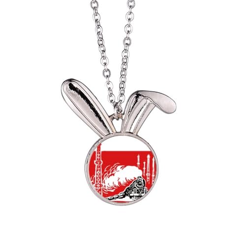 Collier lapin rouge et pendentif tour de train de Chine pour rompre la monotonie