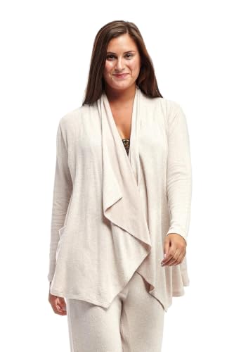 Image of LA CERA Women's Open Front Casual Long Sleeve Knit Classic Sweaters Comfortable Brushed Cascase Cardigan