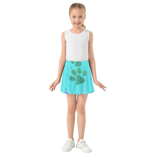 Fun Cute Girls' Shorts Athletic Skorts Tennis Skirts for Kids Flowy Skirt Cute Animal Paw Prints Blue 4t3