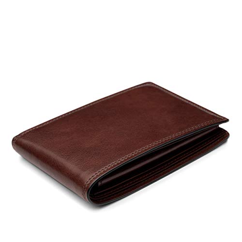 Bosca Men's Leather Wallet with Removable ID Passcase - Dolce Italian leather Wallet for Men 8 Card Slots, Bifold Design, Hand-Stitched Detailing, Polished Finish, Dark Brown3