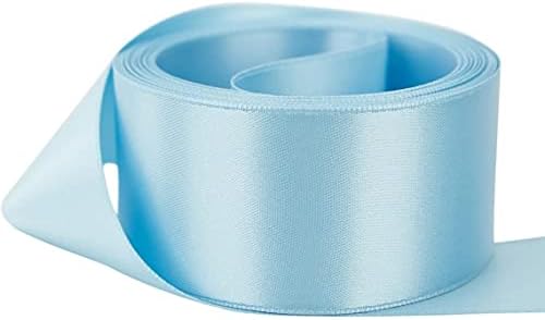 Blue Satin Ribbon - 50mm Wide - 3 Meters - Many Colours - BUY 3 & Get 1 Free (Blue)