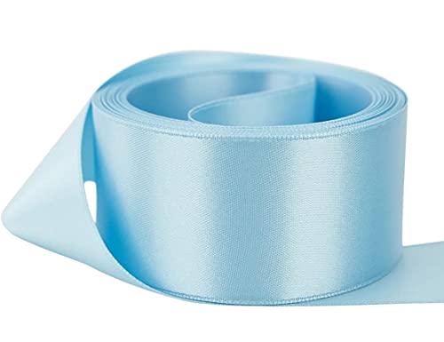 Light Blue Satin Ribbon 50mm 5 Meters Gift Wrap, Wedding, Events, Crafts, Decoration,. Sew, Dress, Party, Cars, Floral, Bows Much More