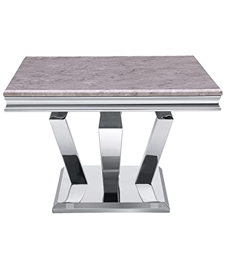 Acedécor Coffee Table, Silver Coffee Table With Four Geometric Mirror Bases, Rectangular Coffeetable With Sturdy Metal Frame,48 Inches Modern Coffee Table For Living Room, Office, Reception Room #TOP7