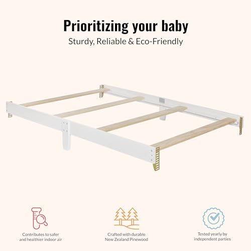 Image of Dream On Me Universal Crib to Full Size Bed Conversion Kit, Solid Wood Bed Rails for Select Convertible Cribs, Strong & Stable Support, White