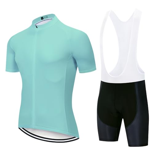 GOOSHE Ropa Ciclismo Manga Corta Hombre Verano, Maillot Ciclismo Verano Manga Corta + Culotte Corto con Tirantes 3D Gel Acolchado