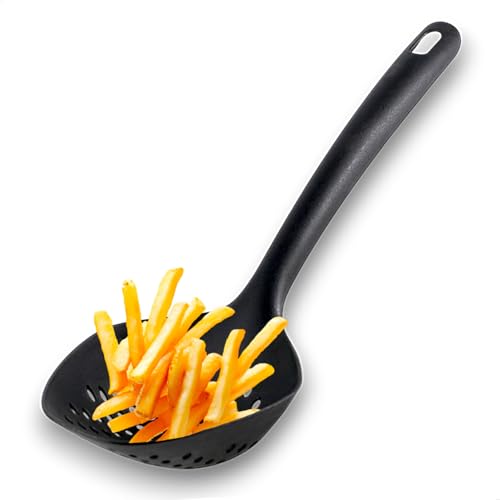 Kerafactum Pala para ciruelas, pala de hielo perforada, paleta también como pala para freír rollitos de primavera, pasta y verduras, cuchara de espuma resistente al calor, sin BPA, apta para