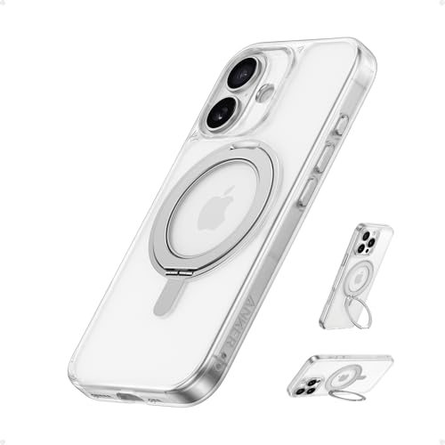 Anker Ultra Magnetic for iPhone Case with Sturdy 360° Ring Stand, Military-Grade Shockproof Kickstand Compatible with MagSafe (for iPhone 16, Clear) iPhone 16 6.1 inch Clear