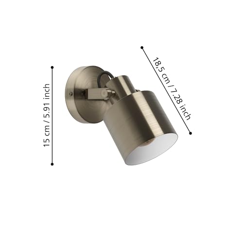 Lámpara de pared interior foco orientable E27 aplique metal bruñido 6