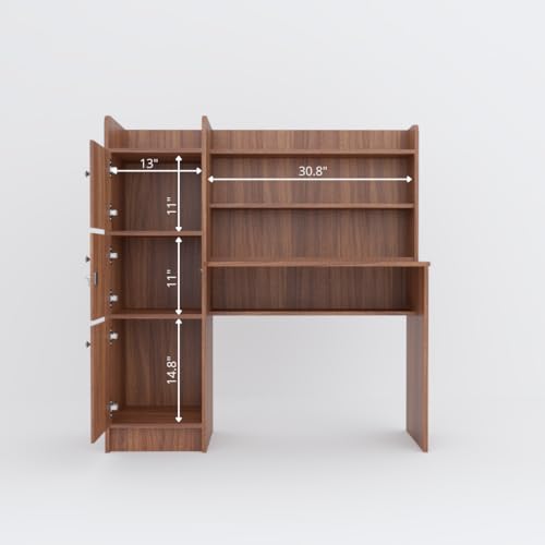 Image of Phoenix Engineered Wood Study Table with Storage (Leon Teak, 3-Door)