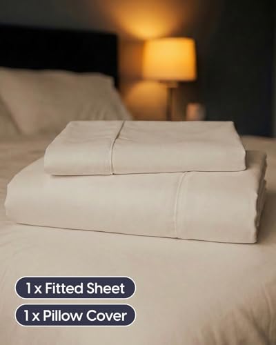 Image of Sleepy Town Twin XL Size Bed Sheets - 2 Piece - NO Flat Sheet Included - Twin XL Sheet Set - Soft, Comfy & Cooling - Easy Care - Wrinkle & Fade Free - Brushed Microfiber - Deep Pocket Sheets (Cream)
